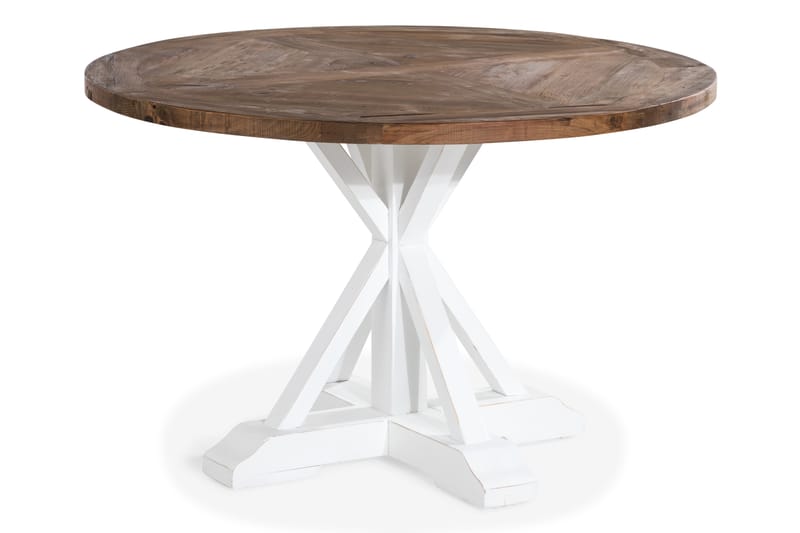 Lyon Vintage Spisebord 120 cm Rund - Natur/Hvit - Møbler - Bord - Spisebord & kjøkkenbord