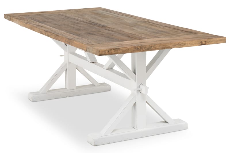 Lyon Vintage Spisebord 200 cm Utvidbart - Natur / Hvit - Møbler - Bord - Spisebord & kjøkkenbord
