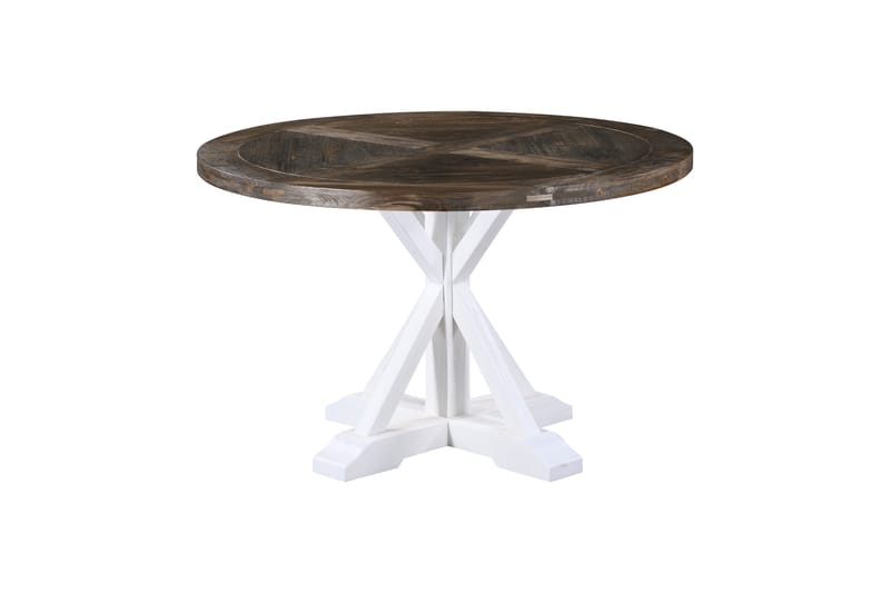 Lyon Premium Spisebord 120 cm Rundt - Natur/Hvit - Spisebord & kjøkkenbord