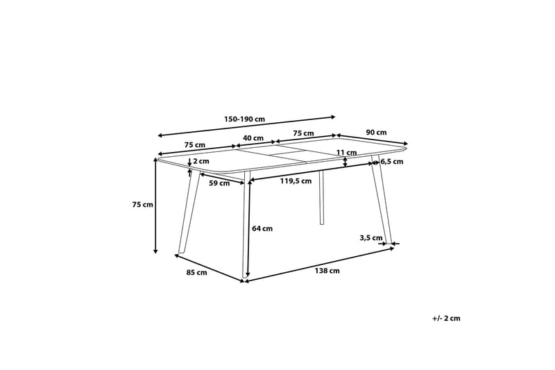 MADO Spisebord 190 cm - Tre / Natur - Møbler - Bord - Spisebord & kjøkkenbord