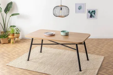 Makwana Rektangulært Spisebord 160 cm i Tre med Metallben - Naturell - Møbler - Bord - Spisebord & kjøkkenbord