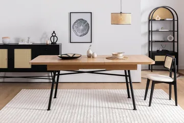 Makwana Utvidbart Rektangulært Spisebord 160 cm i Tre med Metallben - Naturell - Møbler - Bord - Spisebord & kjøkkenbord