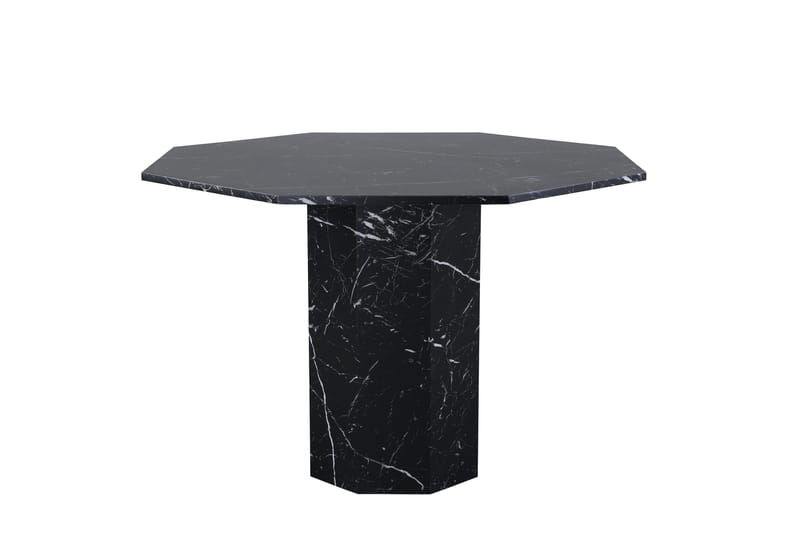 Marbs Oktagonalt Spisebord 110 cm i Tre med Marmorutseende, Svart