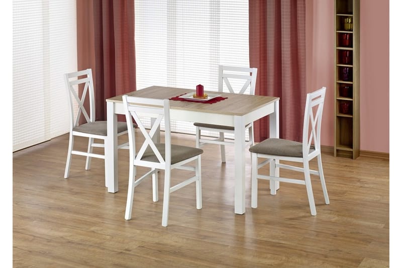 Maurycy Forlengningsbart Spisebord 118x75 cm - Hvit/Eik - Spisebord & kjøkkenbord