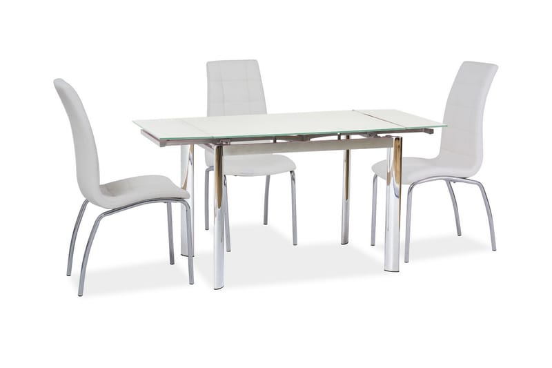 Mecula Forlengningsbart Spisebord 100 cm - Glass/Hvit/Sølv - Spisebord & kjøkkenbord