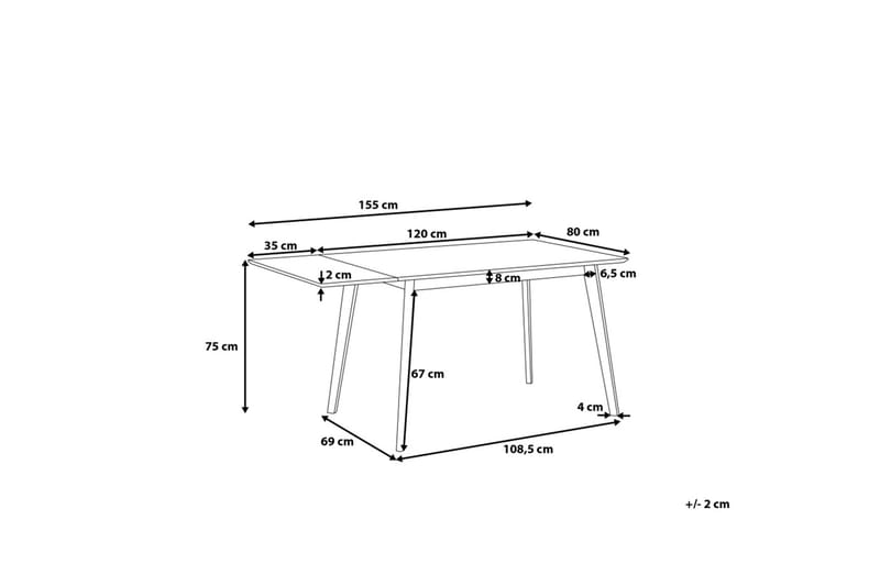 Medio Spisebord 155 cm - Hvit - Møbler - Bord - Spisebord & kjøkkenbord