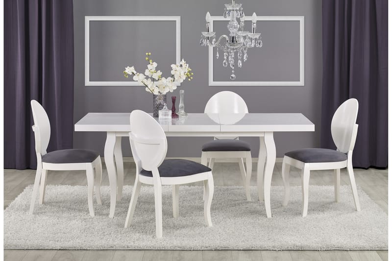 Meleta Forlengningsbart Spisebord 160 cm - Hvit - Spisebord & kjøkkenbord