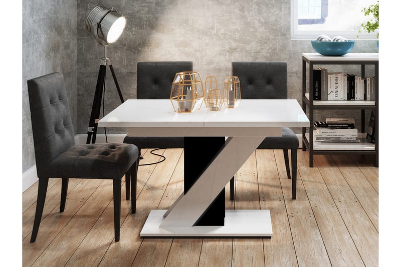 Meva Spisebord 120 cm - Hvit/Svart - Møbler - Bord - Spisebord & kjøkkenbord