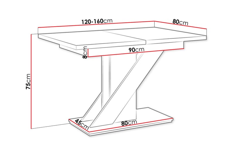 Meva Spisebord 120 cm - Hvit/Svart - Spisebord & kjøkkenbord