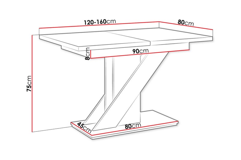Meva Spisebord 160 cm - Hvit - Spisebord & kjøkkenbord