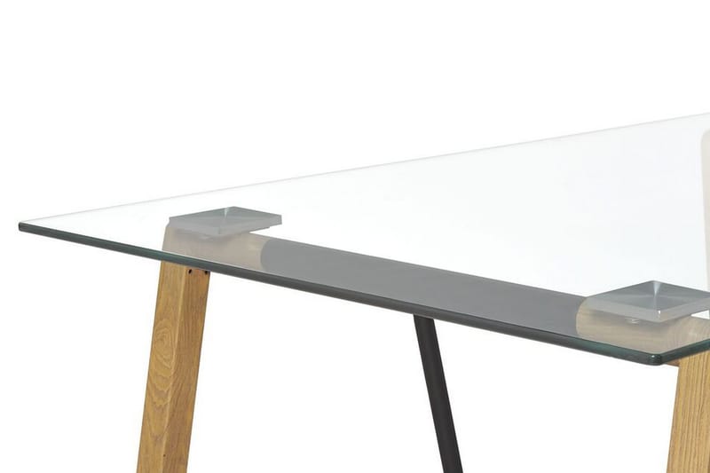 Minter Spisebord 140 cm - Glass/Lysebrun/Svart - Spisebord & kjøkkenbord