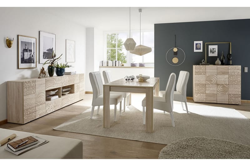 Mironne Forlengningsbart Spisebord 180 cm - Hvit/Beige/Grå - Spisebord & kjøkkenbord