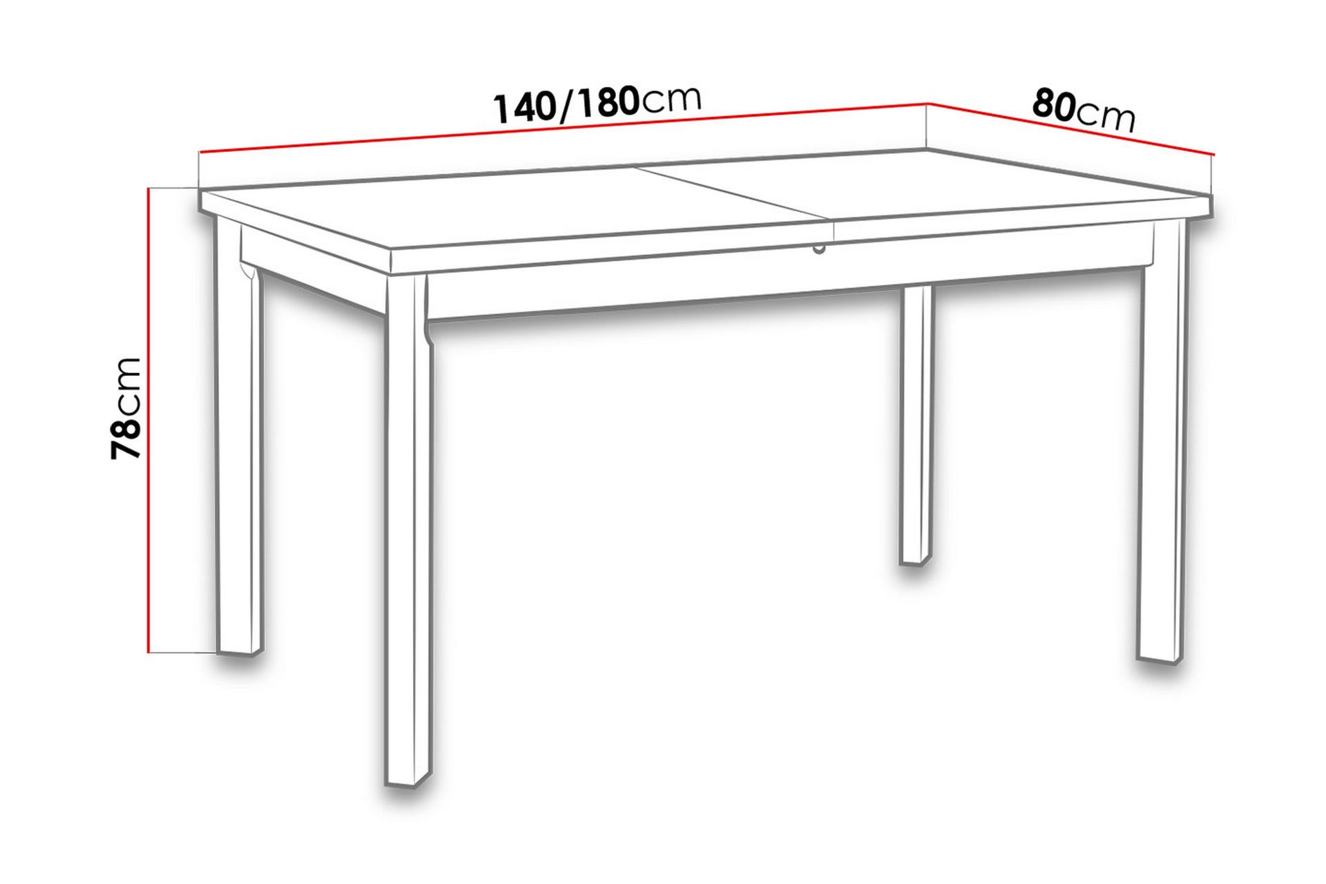Modena Spisebord 140x80x78 cm - Hvit - Møbler - Bord - Spisebord & kjøkkenbord