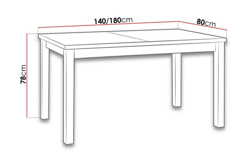 Modena Spisebord 140x80x78 cm - Hvit - Møbler - Bord - Spisebord & kjøkkenbord