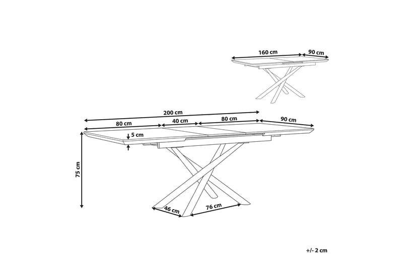 Moirax Spisebord 200 cm Sammenleggbart - Hvit - Spisebord & kjøkkenbord - Sammenleggbart bord