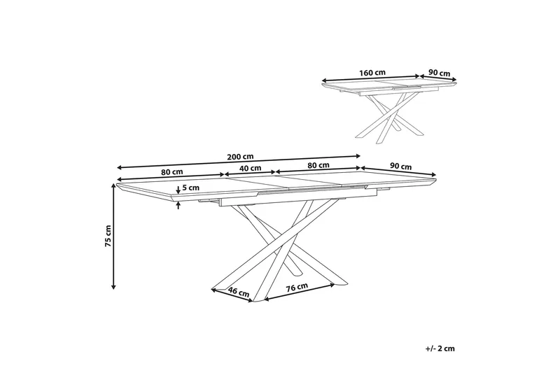 Moirax Spisebord 200 cm Sammenleggbart - Hvit - Møbler - Bord - Spisebord & kjøkkenbord