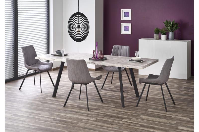 Molena Forlengningsbart Spisebord 160 cm - Marmor/Svart - Spisebord & kjøkkenbord