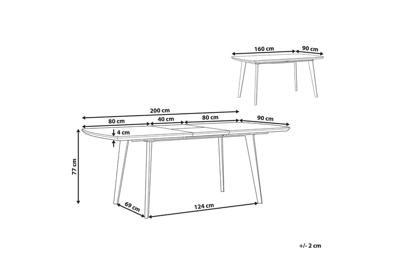 Mosby Spisebord 200 cm Sammenleggbart - Hvit/Gull - Møbler - Bord - Spisebord & kjøkkenbord