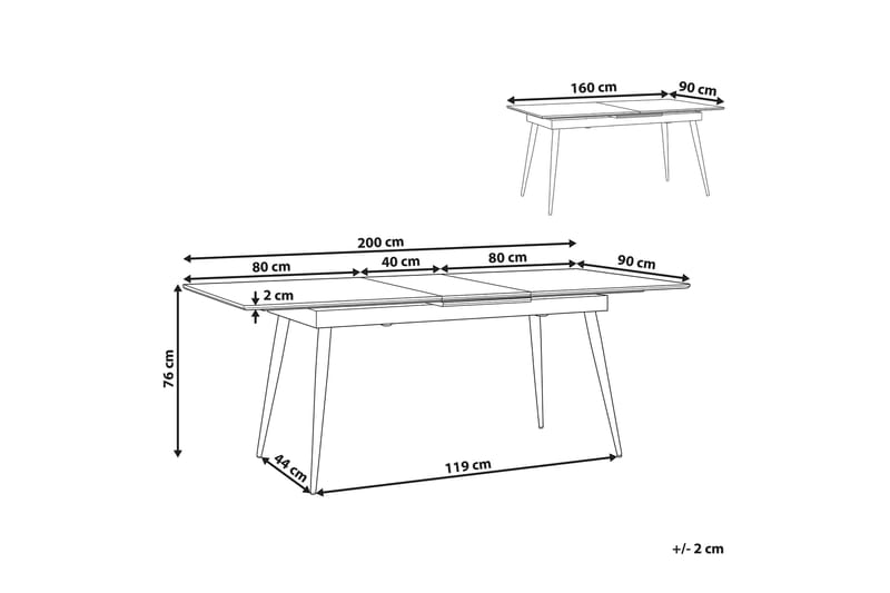 Mundon Spisebord 200 cm Sammenleggbart - Svart - Spisebord & kjøkkenbord - Sammenleggbart bord