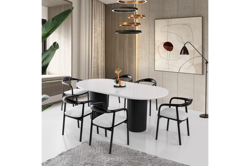 Murat Spisebord 200 cm - Hvit/Svart - Møbler - Bord - Spisebord & kjøkkenbord