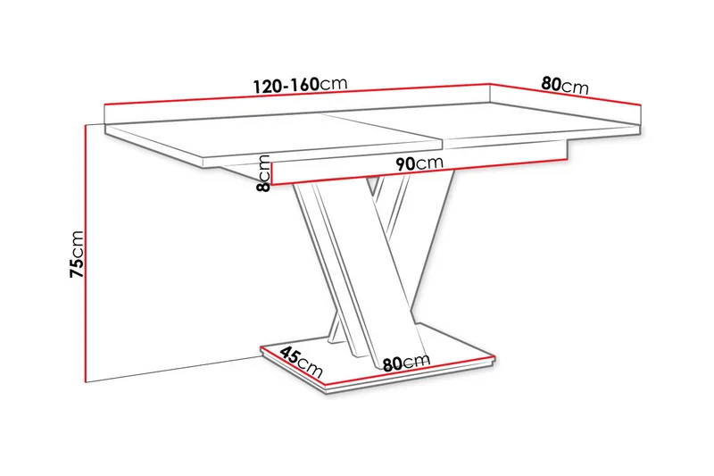Nand Uttrekkbart Rektangulært Spisebord 120–160 cm i Tre - Hvit|Beige - Møbler - Bord - Spisebord & kjøkkenbord
