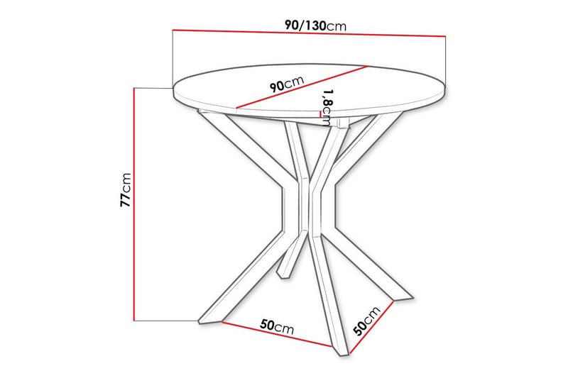 Narberth Lite Uttrekkbart Rundt Spisebord 90 cm med Betong- og Metallutseende - Lysegrå - Møbler - Bord - Spisebord & kjøkkenbord