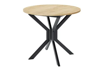 Narberth Lite Uttrekkbart Rundt Spisebord 90 cm med Eik- og Metallutseende - Svart - Møbler - Bord - Spisebord & kjøkkenbord