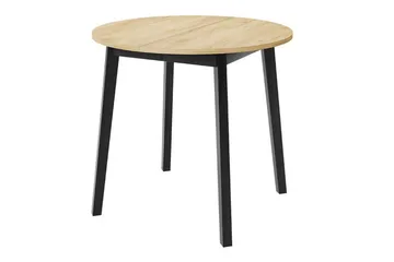 Narberth Lite Uttrekkbart Rundt Spisebord 90 cm med Tre- og Eikeutseende - Svart - Møbler - Bord - Spisebord & kjøkkenbord