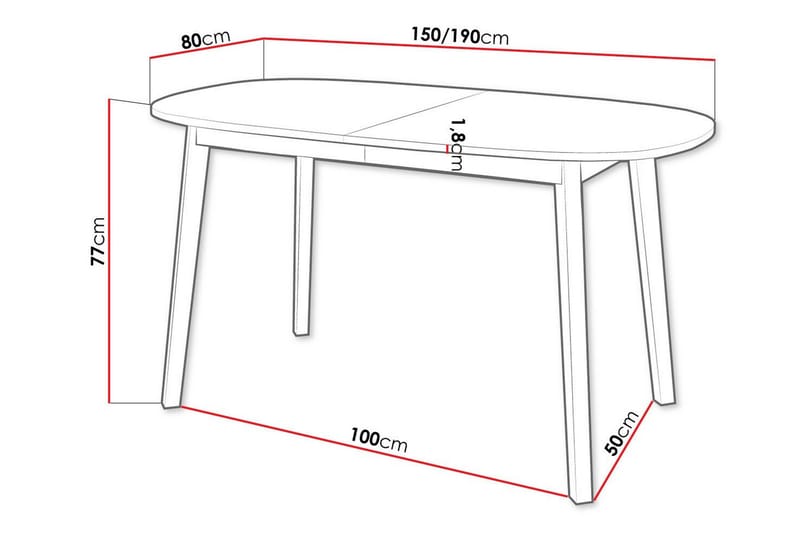 Narberth Uttrekkbart Ovalt Spisebord 150 cm med Betongutseende - Lysegrå - Møbler - Bord - Spisebord & kjøkkenbord