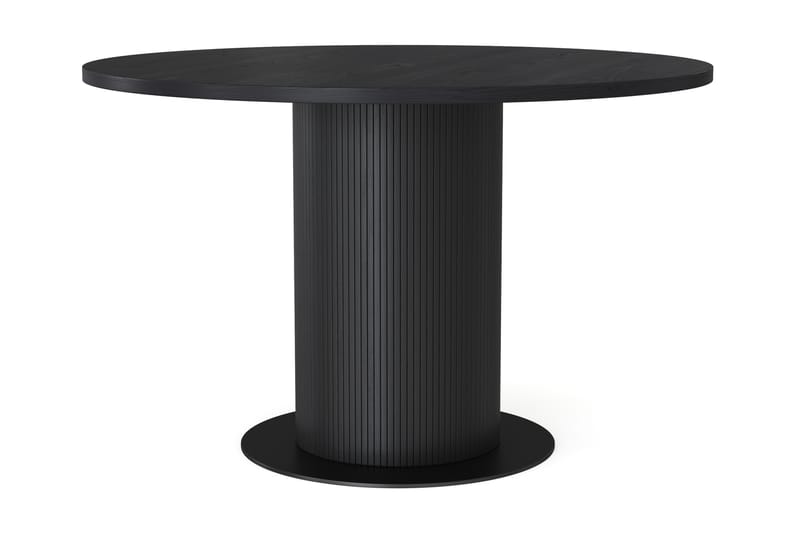 Noira Spisebord 120 cm Massiv Eik Rundt - Svart - Spisebord & kjøkkenbord
