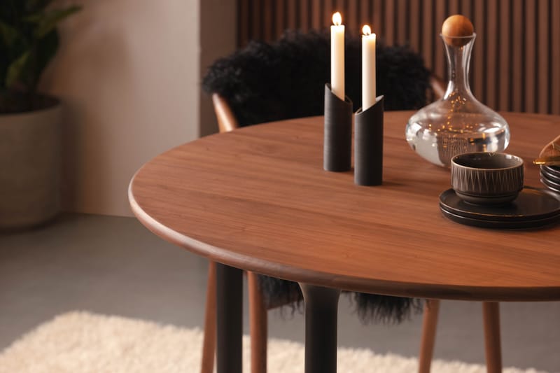 Noira Spisebord 120 cm Valnøtt Rundt - Brun - Møbler - Bord - Spisebord & kjøkkenbord