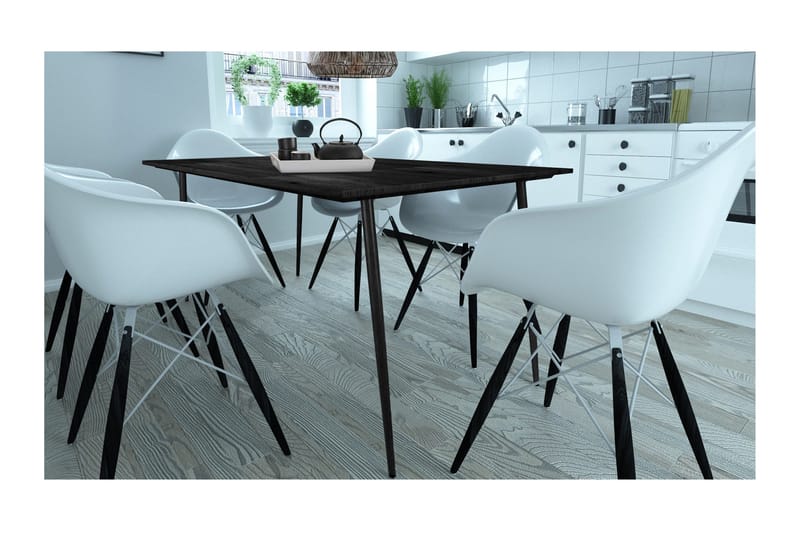 Oktoos Rektangulært Spisebord 160 cm med Tre- og Valnøttutseende - Svart - Møbler - Bord - Spisebord & kjøkkenbord