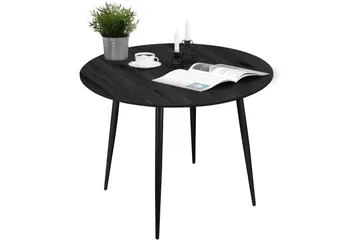 Oktoos Rundt Spisebord 100 cm med Tre- og Valnøttutseende - Svart - Møbler - Bord - Spisebord & kjøkkenbord