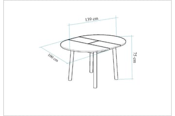 Oliver Spisebord 100 cm - Eik/Hvit - Møbler - Bord - Spisebord & kjøkkenbord