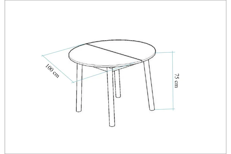 Oliver Spisebord 100 cm - Valnøtt/Svart - Møbler - Bord - Spisebord & kjøkkenbord