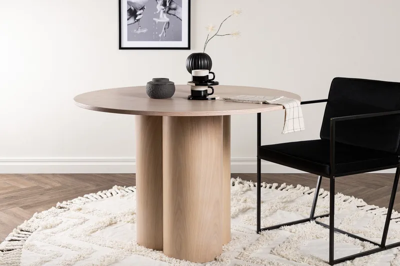 Olivia Rundt Spisebord 110 cm med Treutseende - Whitewash - Møbler - Bord - Spisebord & kjøkkenbord
