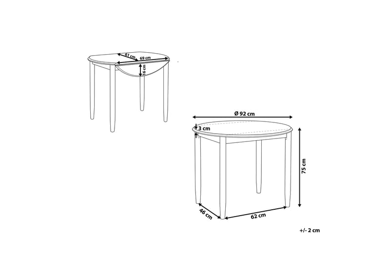 Omaha Spisebord 92 cm - Hvit - Spisebord & kjøkkenbord