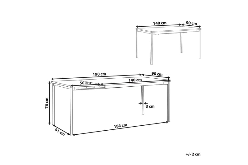 Ozein Spisebord 190 cm Sammenleggbart - Svart - Møbler - Bord - Spisebord & kjøkkenbord