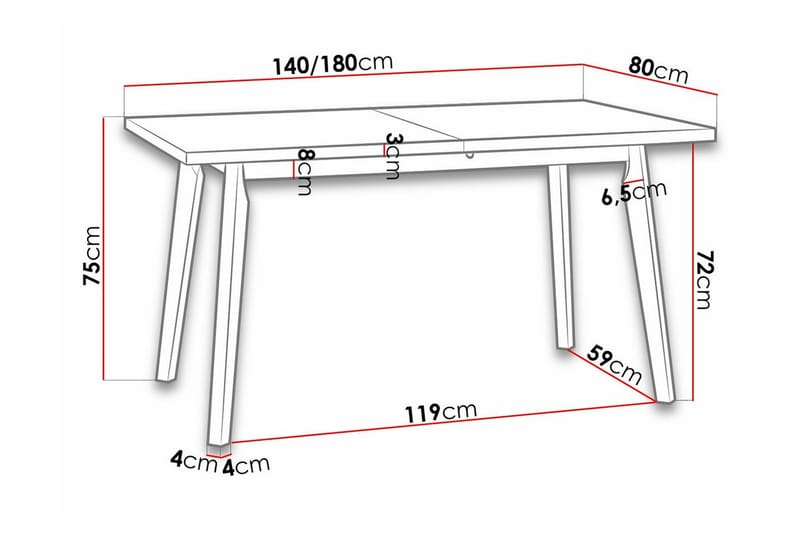 Patrickswell Spisebord 80 cm - Hvid - Møbler - Bord - Spisebord & kjøkkenbord
