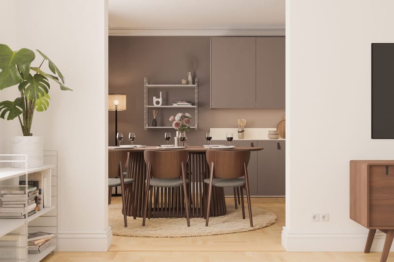 Peyra Ovalt Spisebord 200 cm for 6 personer Kjøkkenbord Massiv Valnøtt - Mørkebrunt / Tre - Møbler - Bord - Spisebord & kjøkkenbord