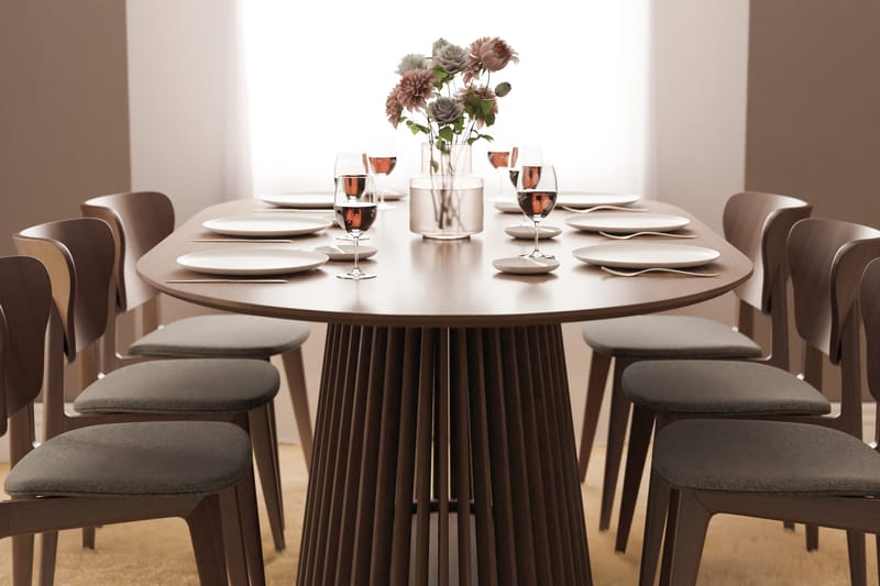 Peyra Ovalt Spisebord 200 cm for 6 personer Kjøkkenbord Massiv Valnøtt - Mørkebrunt / Tre - Møbler - Bord - Spisebord & kjøkkenbord