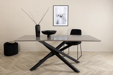 Piazza Rektangulært Spisebord 190 cm i Tre med Valnøtt- og Metallutseende - Svart - Møbler - Bord - Spisebord & kjøkkenbord
