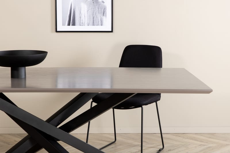 Piazza Rektangulært Spisebord 190 cm i Tre med Valnøtt- og Metallutseende - Svart - Møbler - Bord - Spisebord & kjøkkenbord