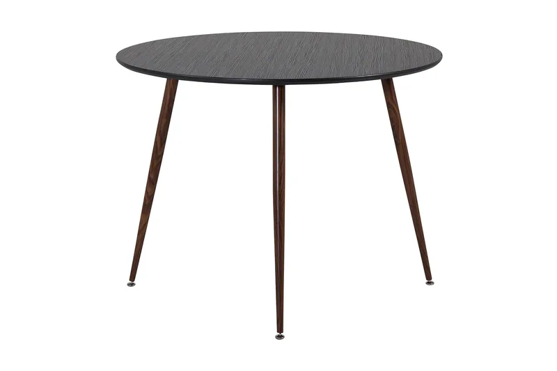 Plaza Rundt Spisebord 100 cm med Valnøtteffekt - Brun|Sort - Møbler - Bord - Spisebord & kjøkkenbord