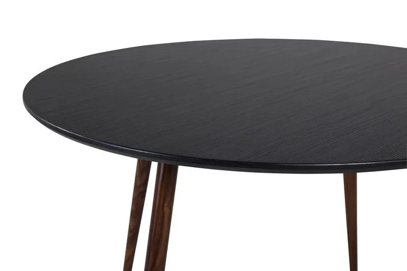 Plaza Rundt Spisebord 100 cm med Valnøtteffekt - Brun|Sort - Møbler - Bord - Spisebord & kjøkkenbord