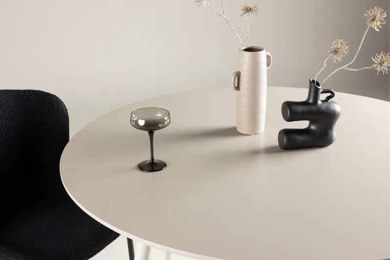 Plaza Rundt Spisebord 120 cm med Metalllook - Beige - Møbler - Bord - Spisebord & kjøkkenbord