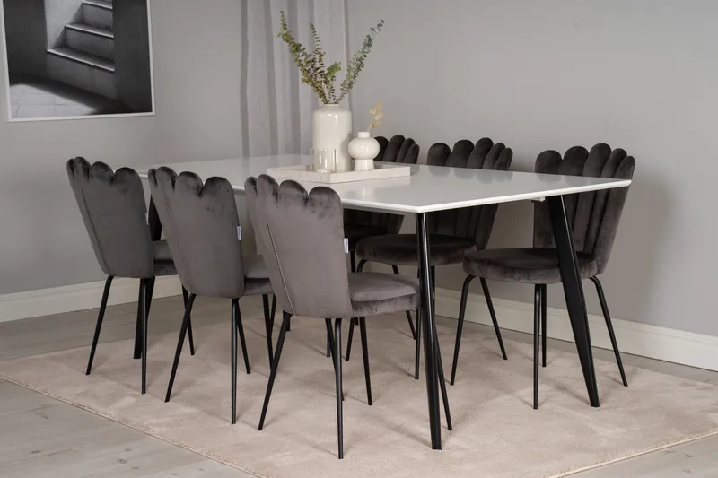 Polar Rektangulært Spisebord 180 cm i Tre med Metallutseende - Hvit - Møbler - Bord - Spisebord & kjøkkenbord