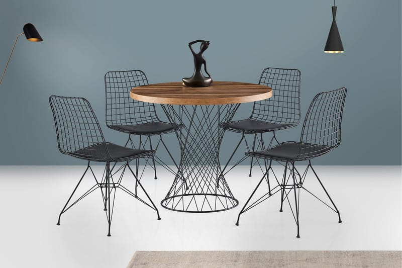 Pota Spisebord 90 cm - Valnøtt/Svart - Møbler - Bord - Spisebord & kjøkkenbord