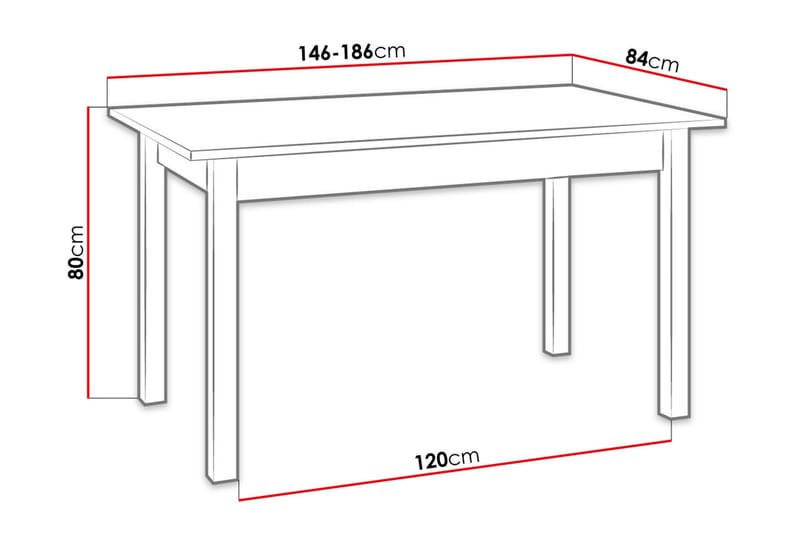 Quant Bord 84x140 cm - Eik/Svart - Spisebord & kjøkkenbord