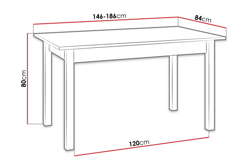 Quant Bord 84x140 cm - Eik/Svart - Møbler - Bord - Spisebord & kjøkkenbord